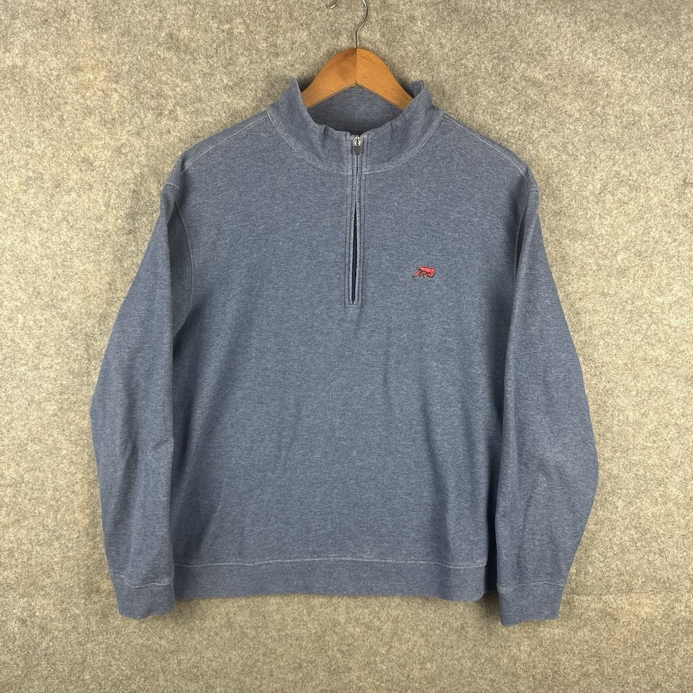 PERLIS 1/4 Zip Sweater Mens Large Blue Golf Crawfish Logo Dad Pullover